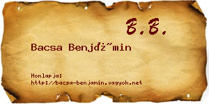 Bacsa Benjámin névjegykártya